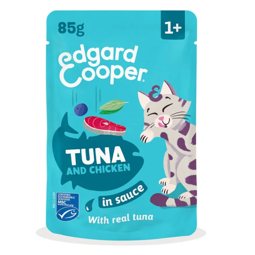Edgard & Cooper Comida húmida de atum e frango em molho em saquetas para gatos