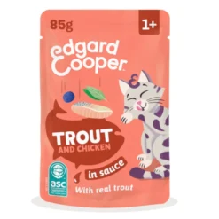Edgard & Cooper Comida húmida de truta e frango em molho me saquetas para gatos