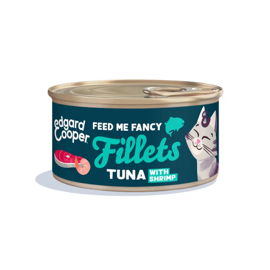 Edgard & Cooper Comida húmida Filetes de Atum e Camarão em Caldo em lata para Gatos