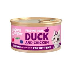 Edgard & Cooper Kitten Pedaços de Pato e Frango com molho em lata para gatos