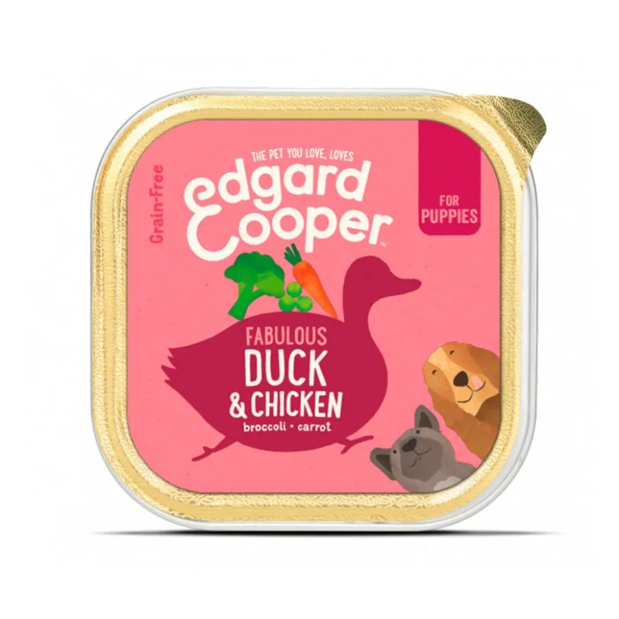 Edgard & Cooper Puppy pato e frango lata para cães