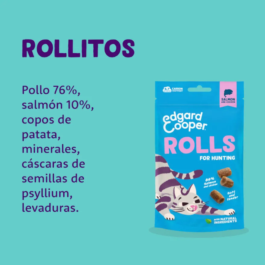 Edgard & Cooper Rolitos de salmão e frango para gatos