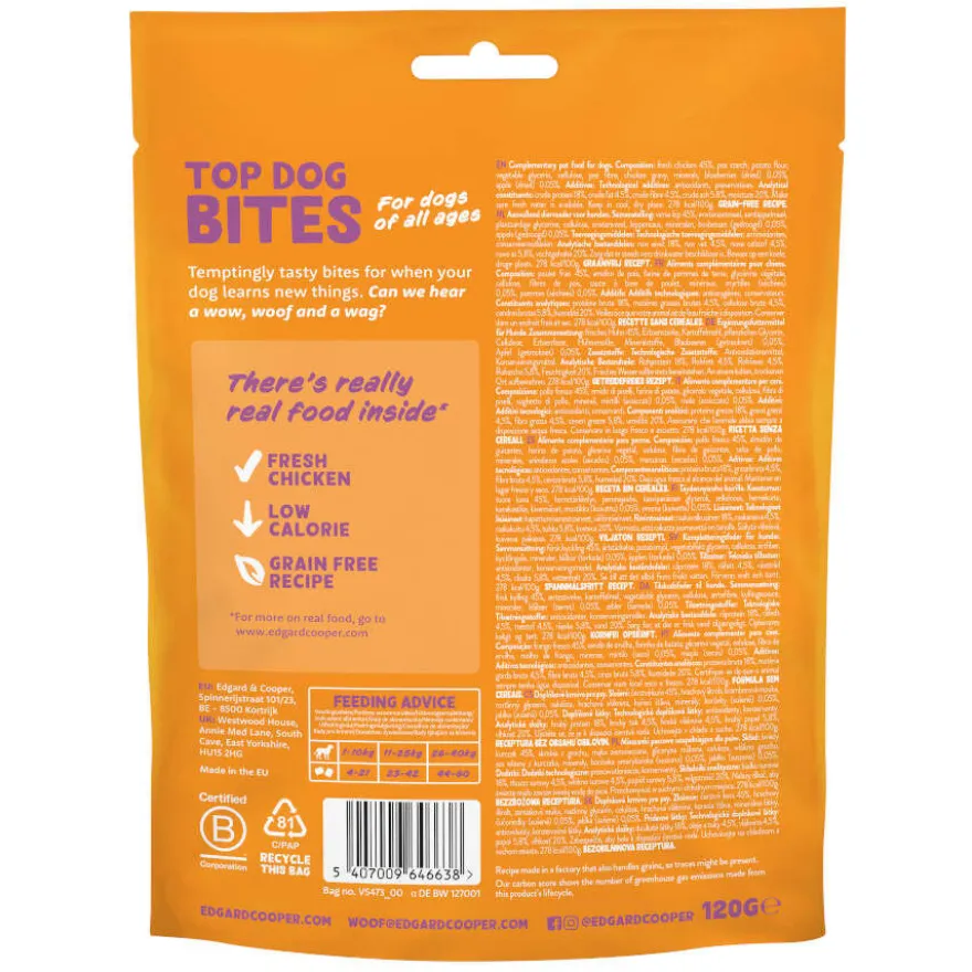 Edgard & Cooper Snacks Mini de Frango para cães