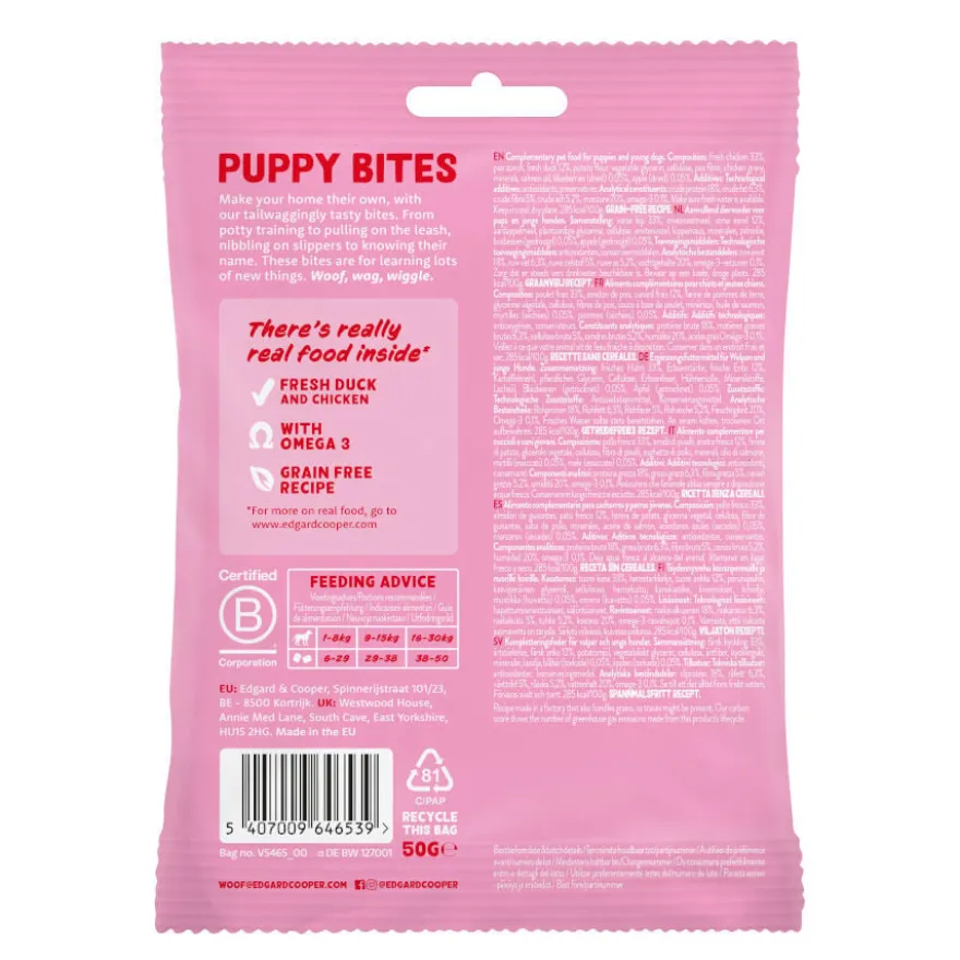 Edgard & Cooper Snacks Mini Puppy de Pato e Frango para cães