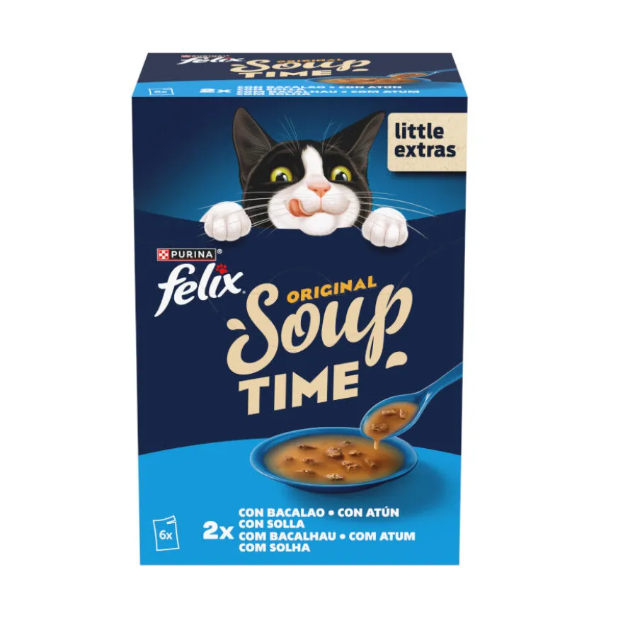 Felix Cat Sopa de bacalhau, atum e solha para gatos