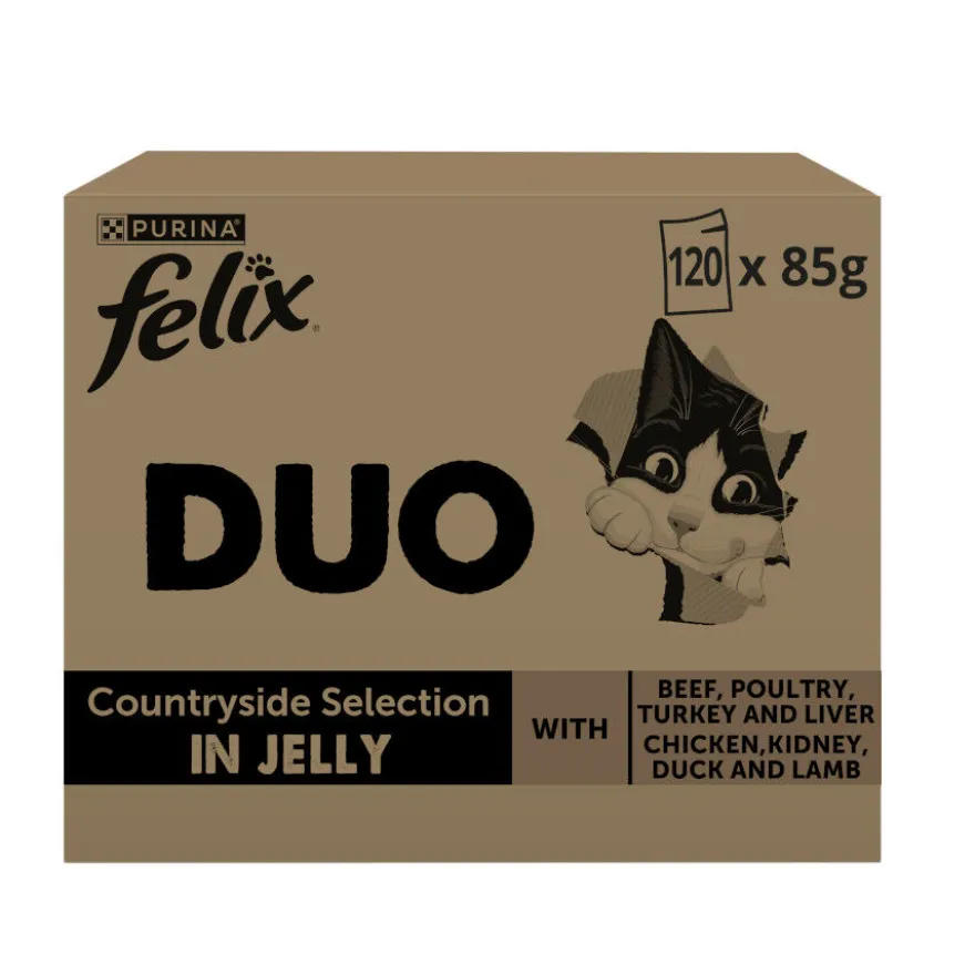Felix Duo Mix Comida húmida de carne em gelatina para gatos