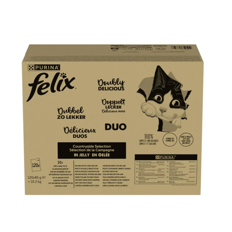 Felix Duo Mix Comida húmida de carne em gelatina para gatos