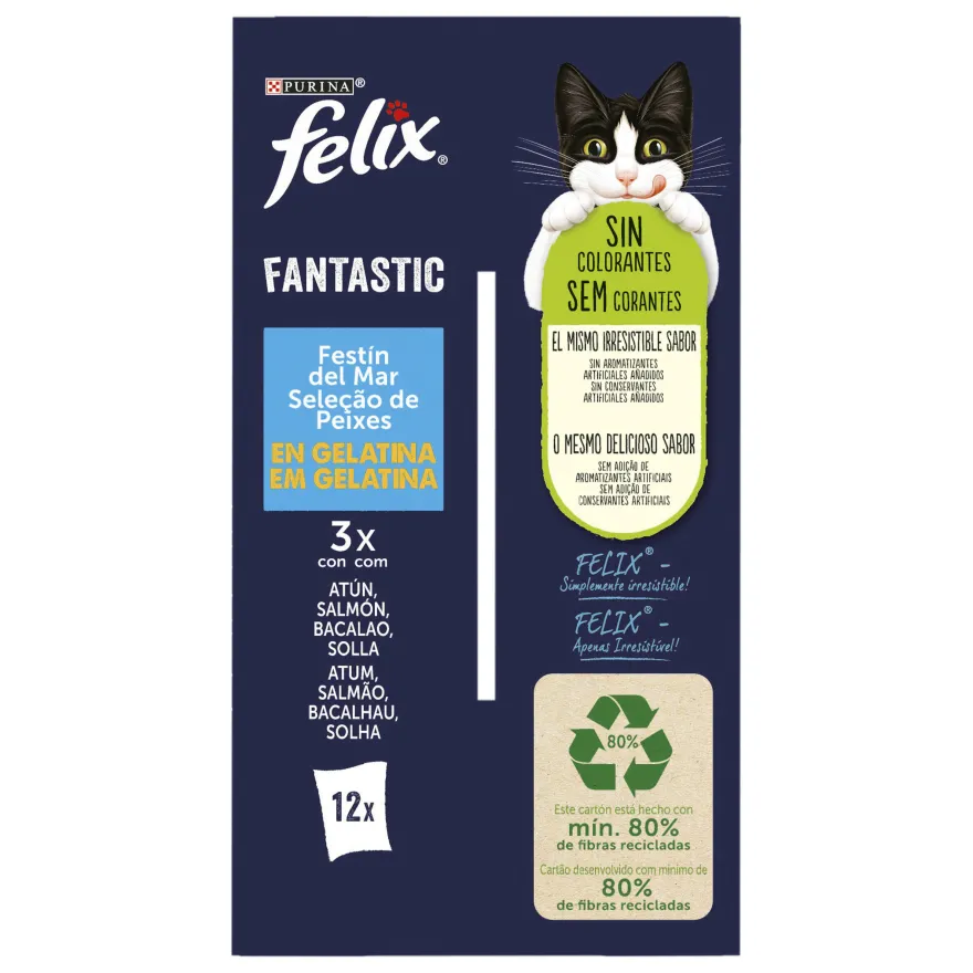Felix Fantastic Banquete do Mar saqueta em gelatina para gatos