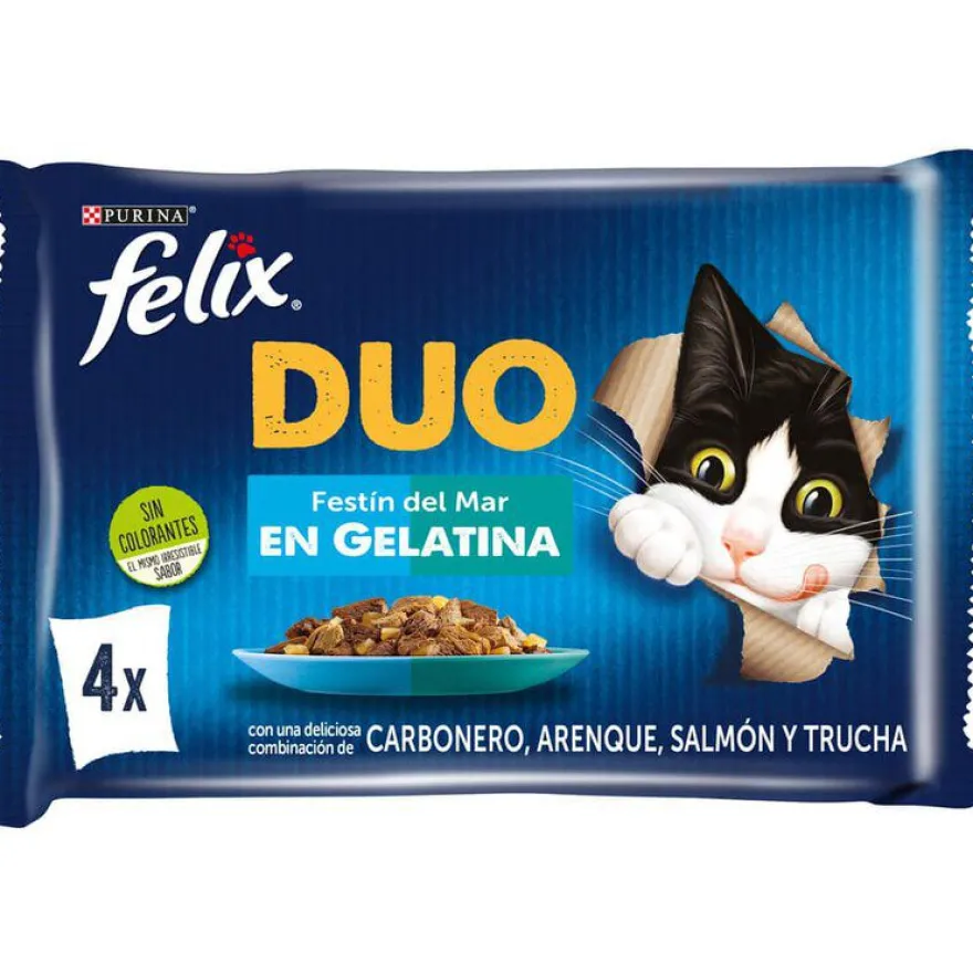 Felix Fantastic Duo Delicious Peixe em gelatina para gatos