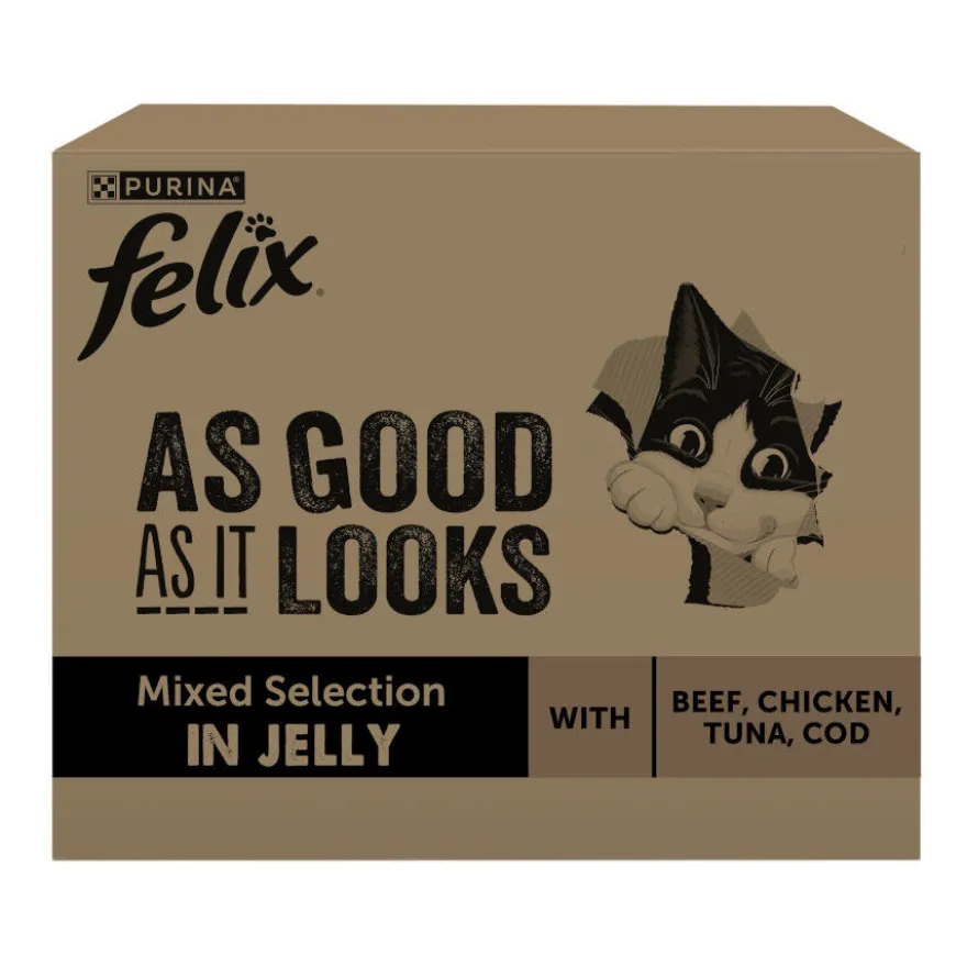 Felix Fantastic Mix Comida húmida de Carne e Peixe em gelatina em saquetas para gatos