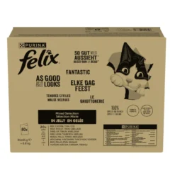 Felix Fantastic Mix Comida húmida de Carne e Peixe em gelatina em saquetas para gatos
