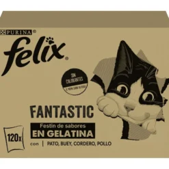 Felix Fantastic Seleções Favoritas de Carnes em Gelatina saquetas para gatos – Multipack 120