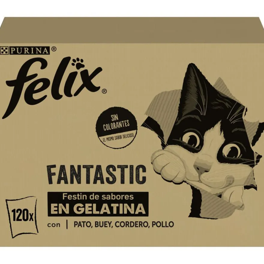 Felix Fantastic Seleções Favoritas de Carnes em Gelatina saquetas para gatos – Multipack 120