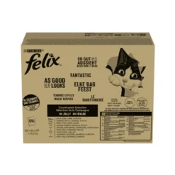 Felix Fantastic Seleções Favoritas de Carnes em Gelatina saquetas para gatos – Multipack 120