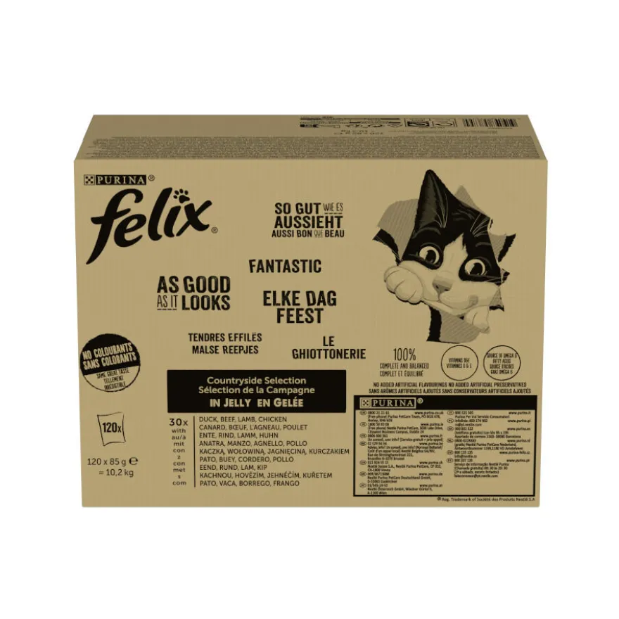 Felix Fantastic Seleções Favoritas de Carnes em Gelatina saquetas para gatos – Multipack 120