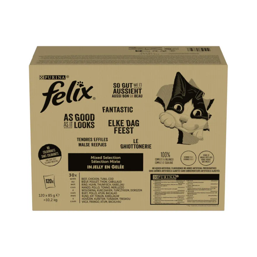 Felix Fantastic Seleção de Sabores em Gelatina Saqueta para gatos