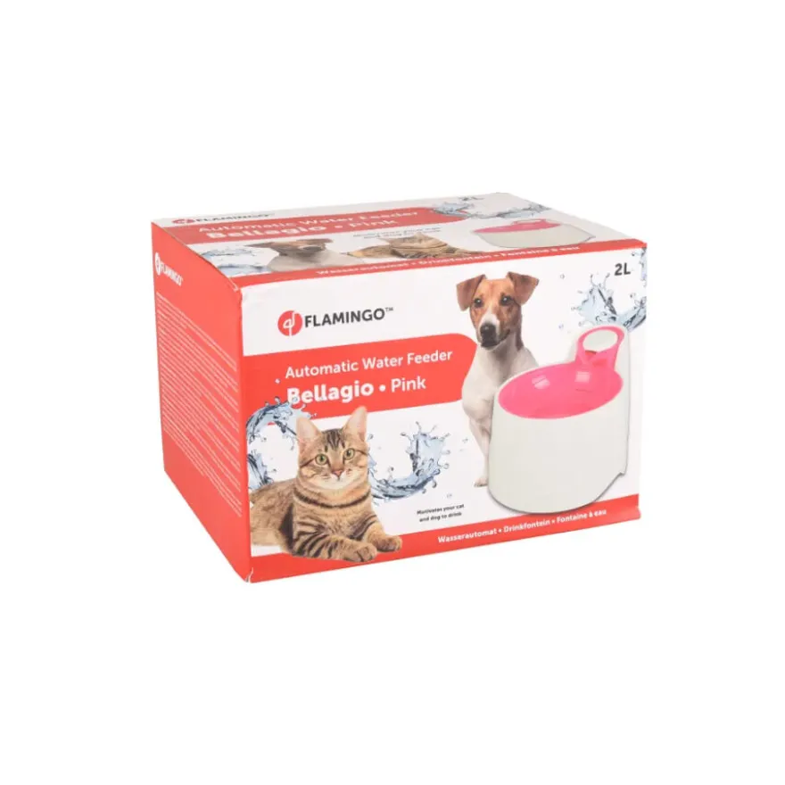 Flamingo Bellagio Bebedouro Automático Branco e Rosa para cães e gatos