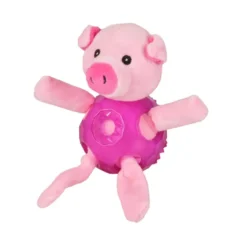 Flamingo Bellies Porco de peluche cor-de-rosa com bola para cães