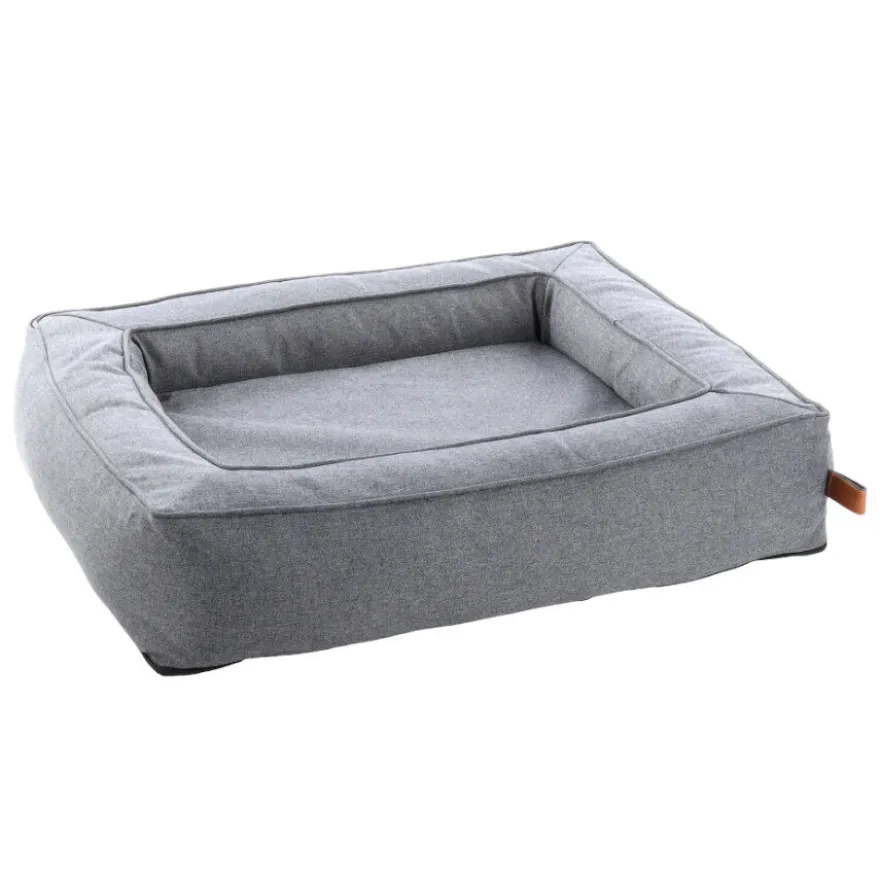 Flamingo Carlota Rectangular Cinzenta cama com fecho para cães
