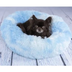 Flamingo Demi Redonda Azul cama para cães e gatos