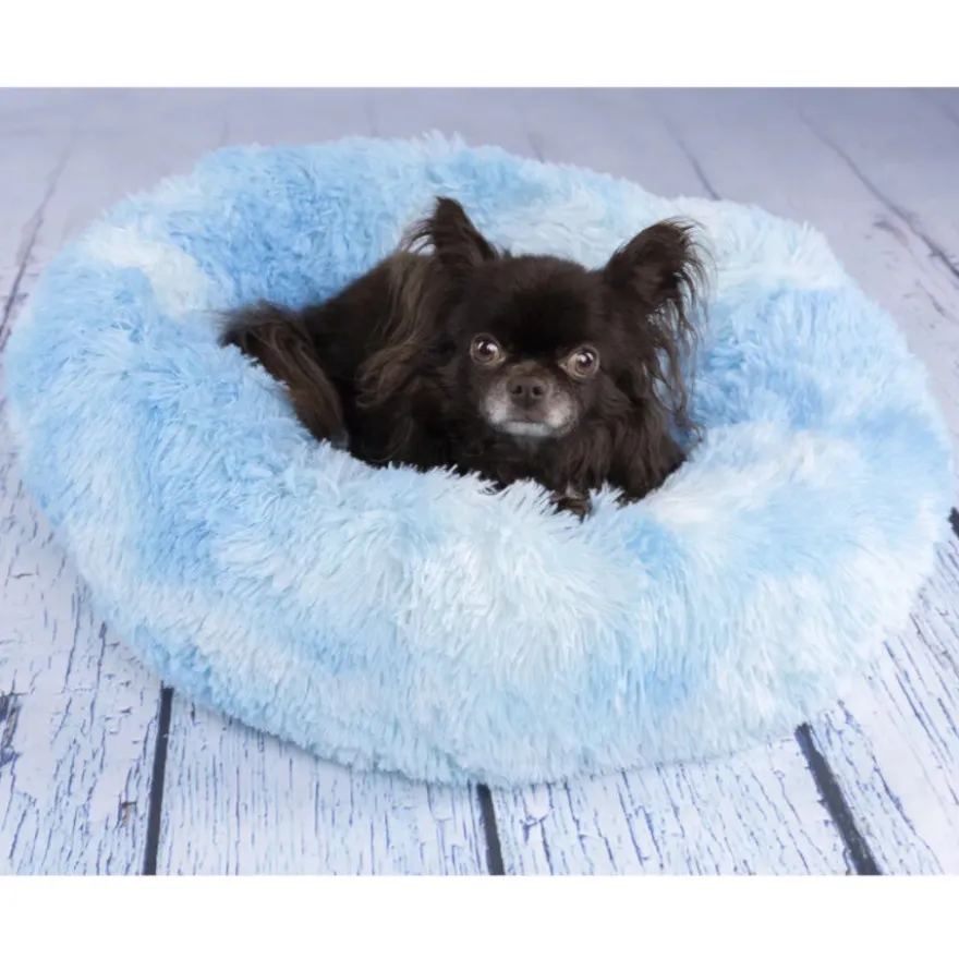 Flamingo Demi Redonda Azul cama para cães e gatos