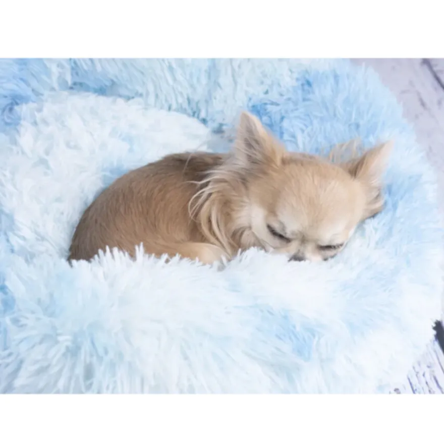 Flamingo Demi Redonda Azul cama para cães e gatos