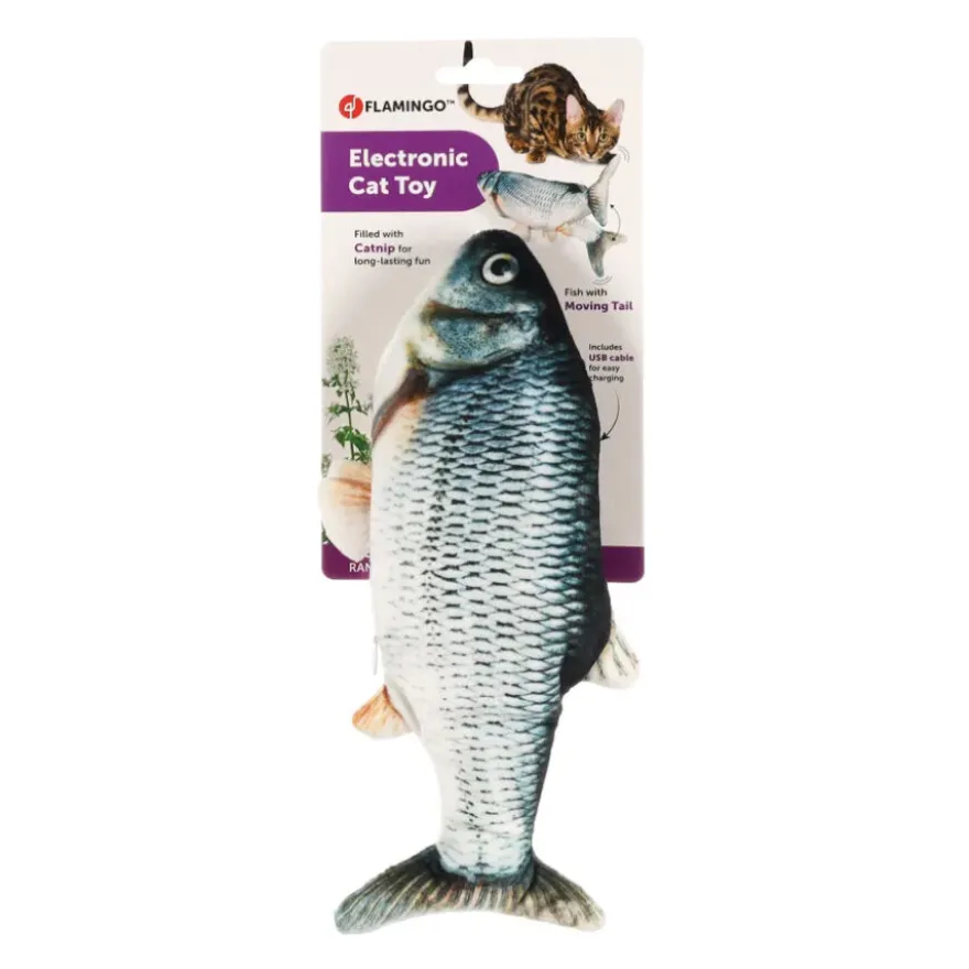 Flamingo Flounder Brinquedo em forma de Peixe Eléctrico para gatos