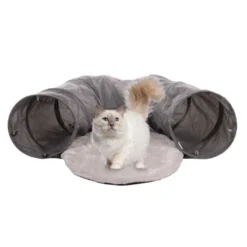 Flamingo Gotar Túnel com Almofada Cinzenta para gatos