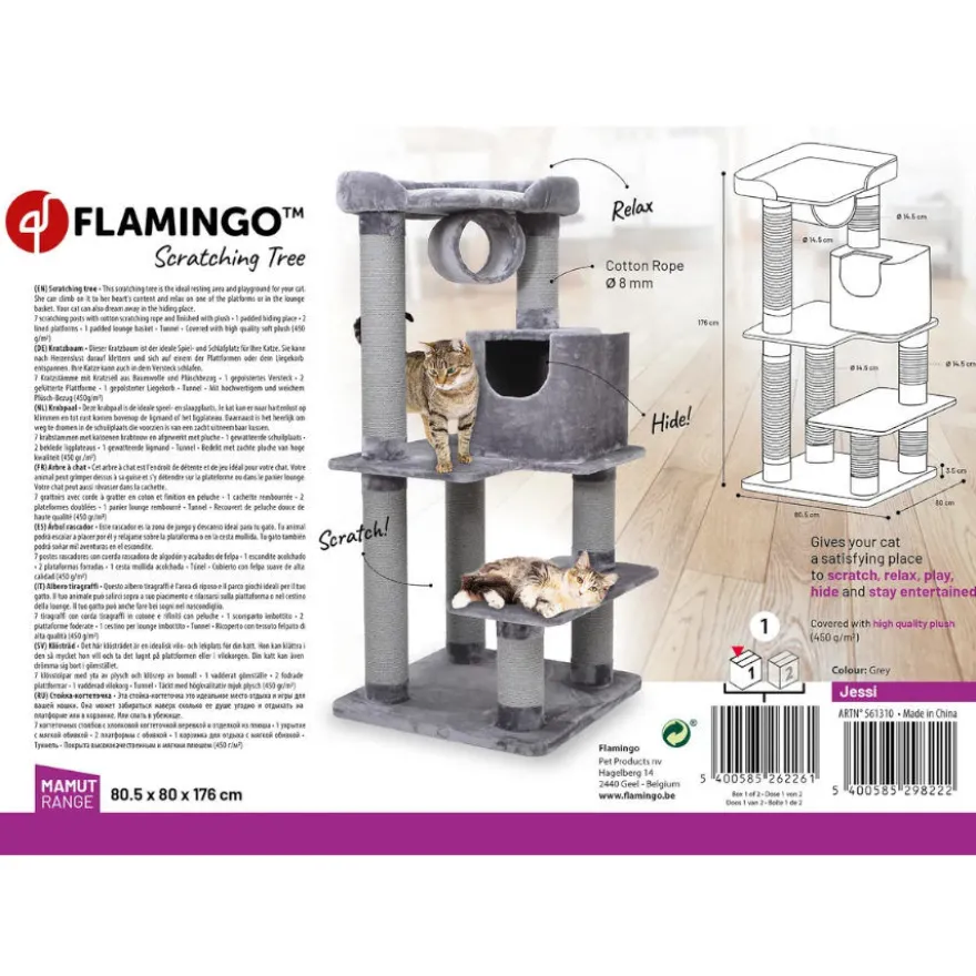 Flamingo Jessi Árvore Arranhador Cinzento para gatos