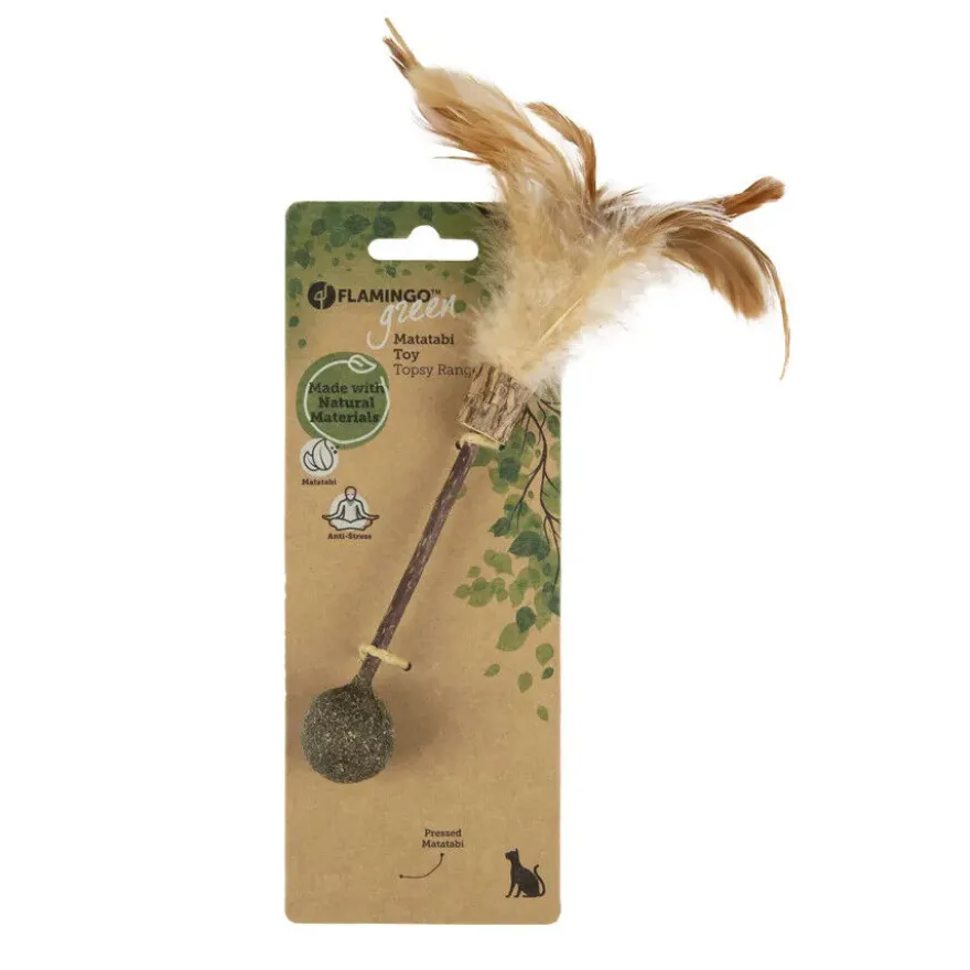Flamingo Sticks de Madeira com Bola Matatabi para gatos