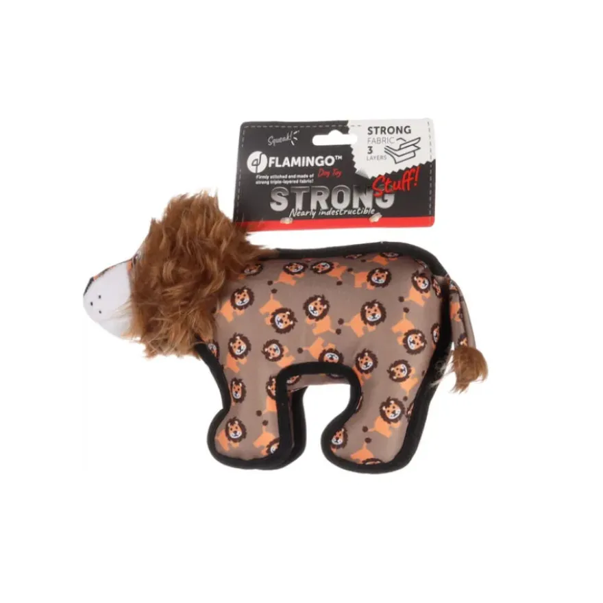 Flamingo Strong Stuff Leão de Peluche Castanho para cães