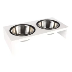 Flamingo suporte branco comedouro duplo animais de estimação