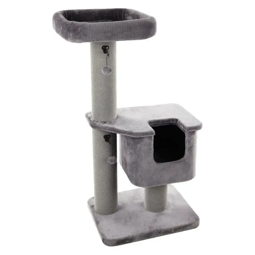 Flamingo Viola Árvore Arranhadora com caverna para gatos