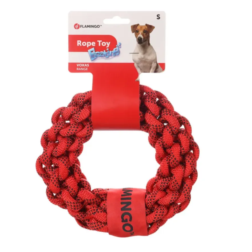 Flamingo Vokas Anel de Corda Vermelho para cães