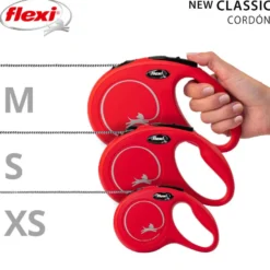 Flexi New Classic Trela extensível com cabo vermelho para cães