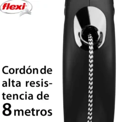 Flexi New Classic Trela extensível com cordão preto para cães