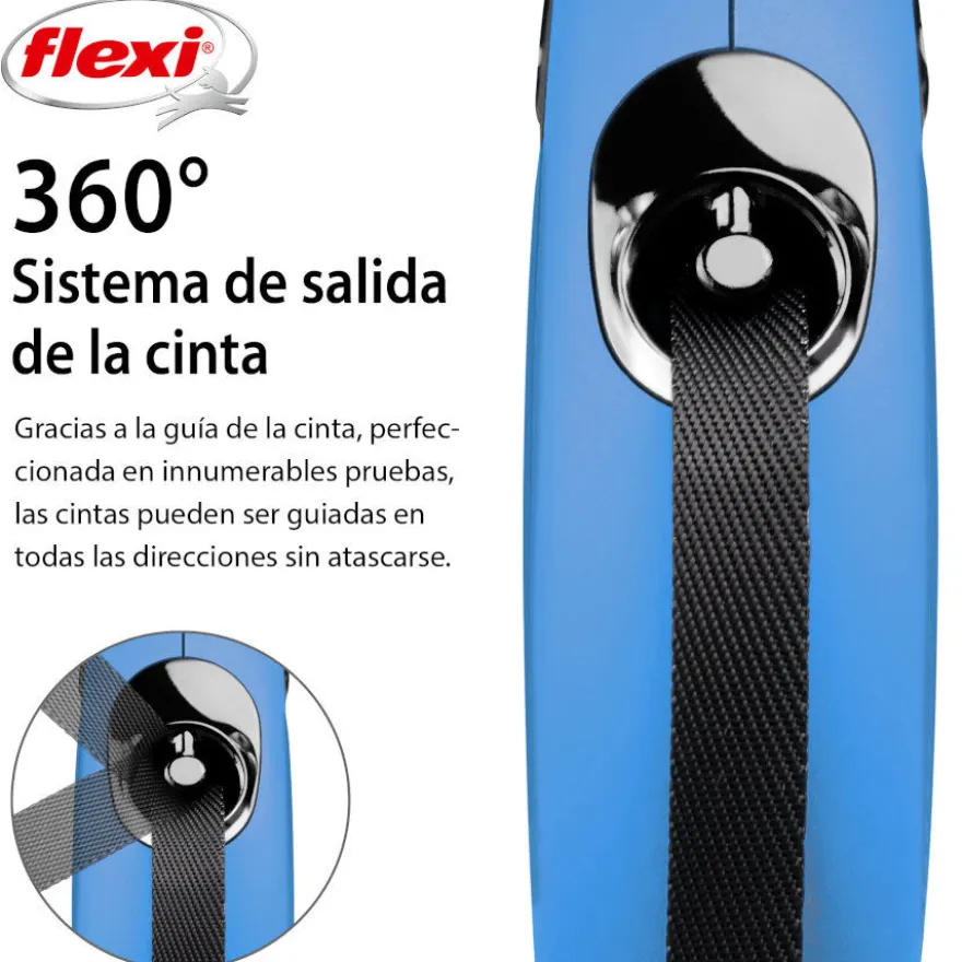 Flexi New Classic Trela Extensível de Fita Azul para Cães