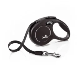 Flexi New Classic Trela extensível de fita preta para cães