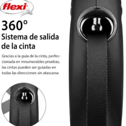 Flexi New Classic Trela extensível de fita preta para cães