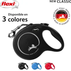 Flexi New Classic Trela extensível de fita preta para cães