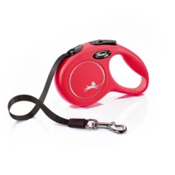 Flexi New Classic trela extensível de fita vermelha para cães