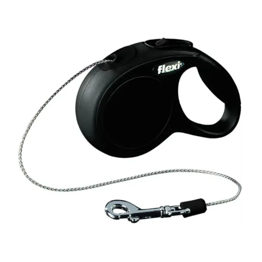 Flexi New Classic Trela Extensível Preta para gatos