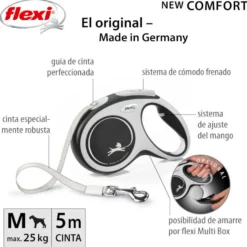 Flexi New Comfort Trela extensível cinza para cães