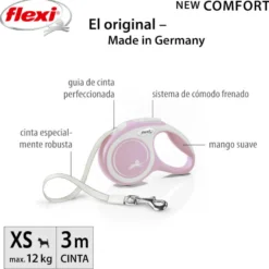 Flexi New Comfort Trela extensível cor-de-rosa para cães