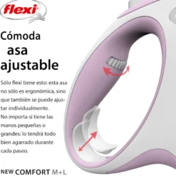 Flexi New Comfort Trela extensível cor-de-rosa para cães