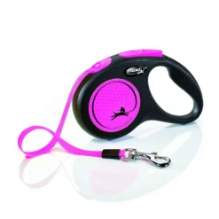 Flexi New Neon Trela extensível cor-de-rosa para cães