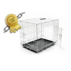 Gaiola de metal extra forte Duvo Plus Chrome para cães