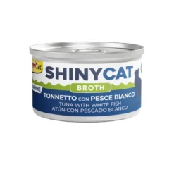 GimCat Comida húmida de Atum e Peixe Branco em Caldo Lata para gatos