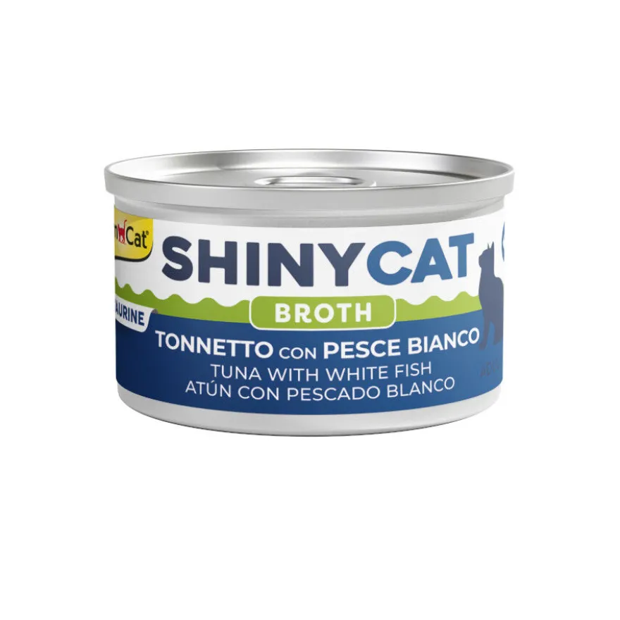 GimCat Comida húmida de Atum e Peixe Branco em Caldo Lata para gatos
