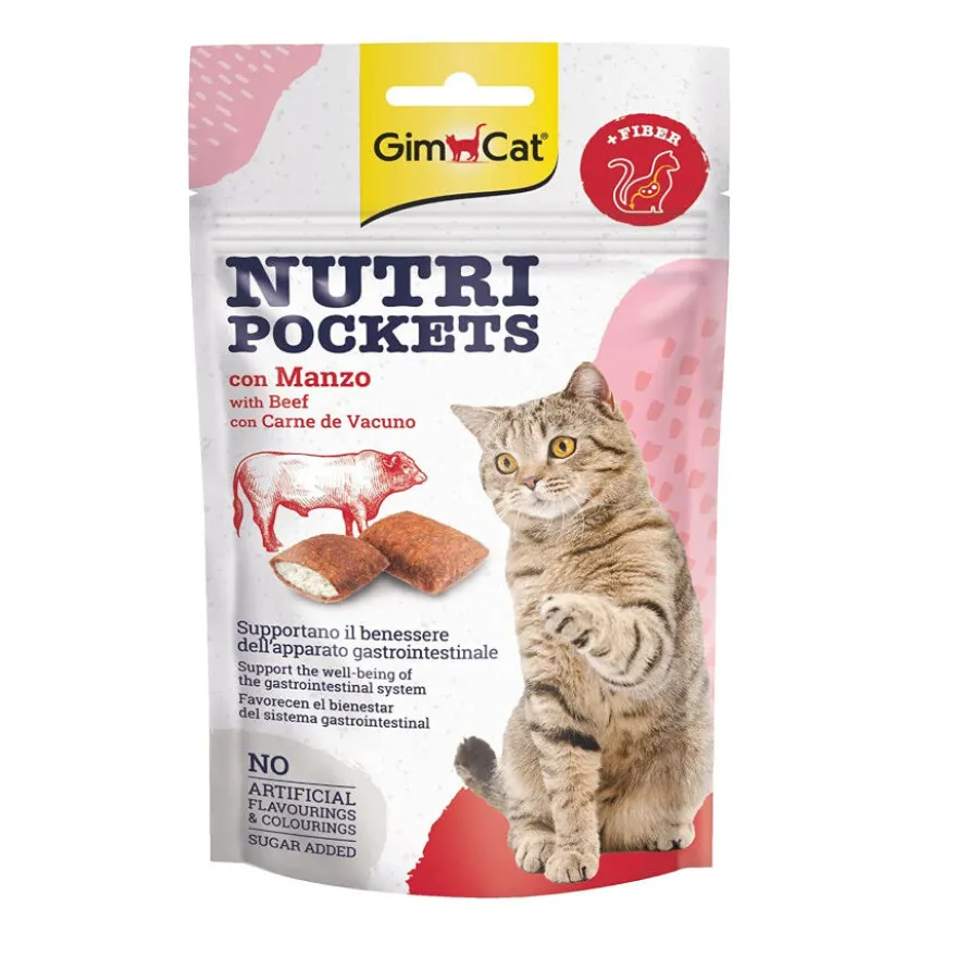 Gimcat Nutri Pockets Biscoitos de Carne de Vaca e Malte para gatos